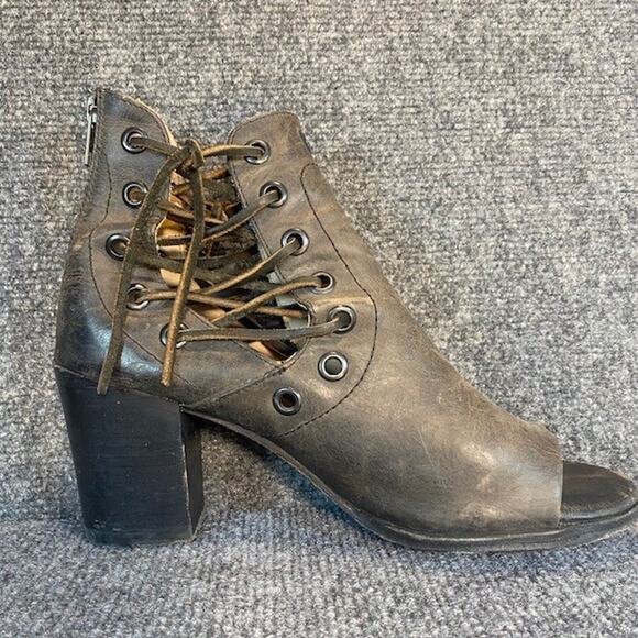 Baske California Brown Leather Fury Open Toe Booties Womens 8.5 - Picture 2 of 10